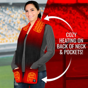 ActionHeat scarf showing heating elements on the back of the neck and inside the pockets
