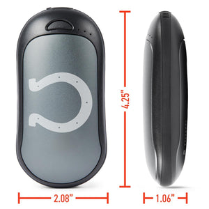 ActionHeat hand warmer with dimensions showing 4.25 inch height 2.08 inch width and 1.06 inch depth