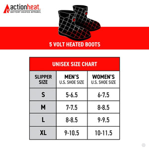 ActionHeat 5 volt heated boots unisex size chart
