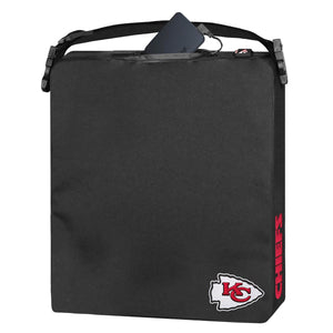 Black Kansas City Chiefs heated stadium seat with power bank in top pocket