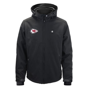 Kansas City Chiefs black hooded softshell jacket with team logo