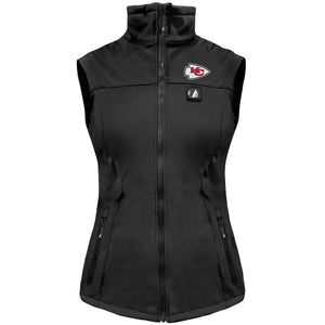 ActionHeat black Kansas City Chiefs heated vest with front zipper and logo