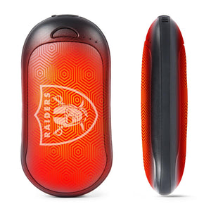 Las Vegas Raiders portable hand warmer with red hexagonal pattern