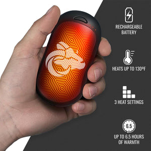 ActionHeat rechargeable hand warmer with three heat settings and 6.5 hour battery life