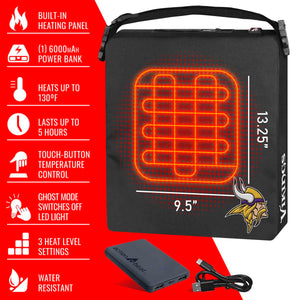 ActionHeat heated stadium seat with power bank and feature list