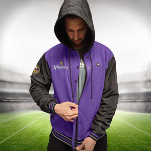 ActionHeat Minnesota Vikings purple and black hooded varsity jacket