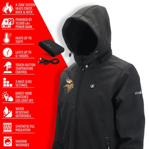 ActionHeat Minnesota Vikings heated jacket with power bank and feature list
