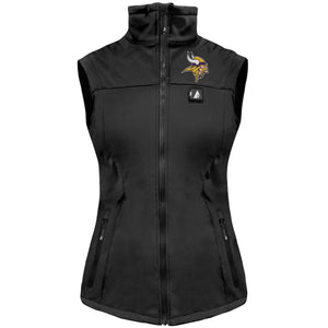 ActionHeat black heated vest with Minnesota Vikings logo on chest