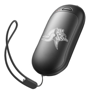ActionHeat black rechargeable hand warmer with Minnesota Vikings logo and wrist strap