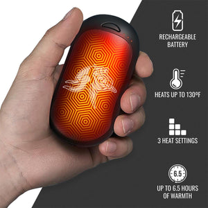 ActionHeat rechargeable hand warmer with three heat settings and 6.5 hour battery life