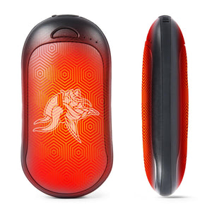 ActionHeat rechargeable hand warmer with red hexagonal pattern and logo