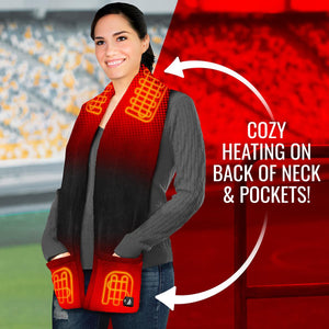 ActionHeat scarf showing heating elements on the back of the neck and in the pockets