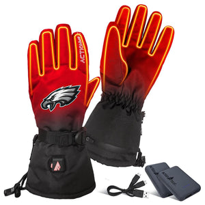 ActionHeat Philadelphia Eagles heated gloves with battery packs and charging cable