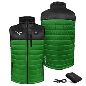 ActionHeat Philadelphia Eagles heated vest with battery pack and charging cable