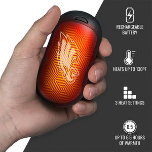 ActionHeat rechargeable hand warmer with three heat settings and 6.5 hours of battery life