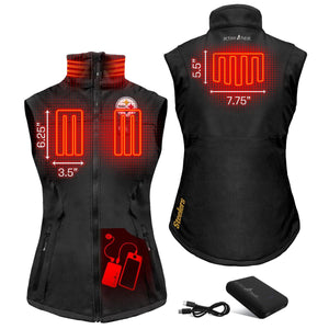 ActionHeat Steelers heated vest showing heating element locations and battery pack