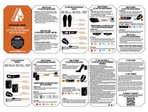 ActionHeat instruction manual for 3.7 volt battery powered heated accessories