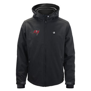 ActionHeat black Tampa Bay Buccaneers softshell heated jacket with hood
