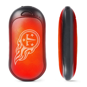 Tennessee Titans portable hand warmer with red and black hexagonal pattern