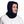 Man wearing a navy blue fleece balaclava hood with adjustable drawstring