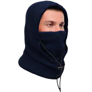ActionTech navy blue fleece balaclava hood with adjustable drawstring
