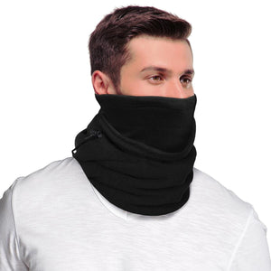ActionTech black fleece neck gaiter worn by a man