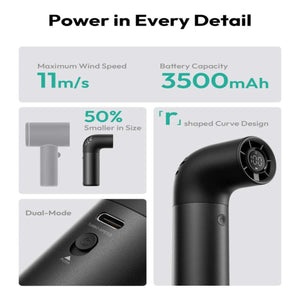Aecooly portable fan features 11m/s wind speed 3500mAh battery 50 percent smaller size and R shaped curve design