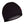 Black neoprene swim cap with a red shield logo on the side