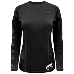 Aheata black long sleeve thermal shirt with logo and power button