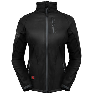 Aheata black softshell heated jacket with front zipper and chest pocket