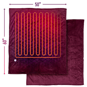 Aheata 50 by 60 inch burgundy heated throw blanket with visible internal heating wire pattern