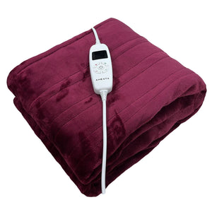 Aheata burgundy heated throw blanket with digital controller