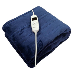 Aheata navy blue electric heated blanket with digital controller