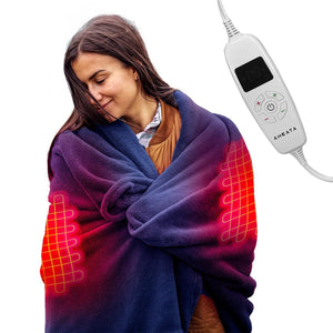Aheata electric heated throw blanket with digital controller