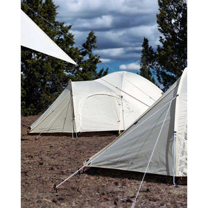 Snow Peak Amenity Dome M tents set up on rocky ground