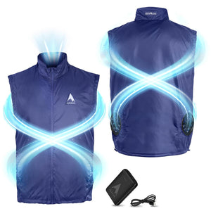 Alphacool blue cooling vest with integrated fans and portable power bank