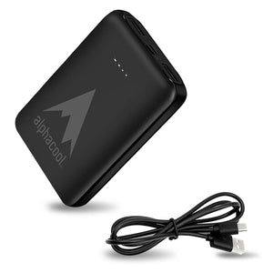 Alphacool black power bank with charging cable
