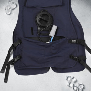 AlphaCool navy cooling vest with internal pump and tubing system