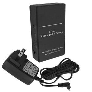 AlphaCool rechargeable lithium ion battery pack and wall charger