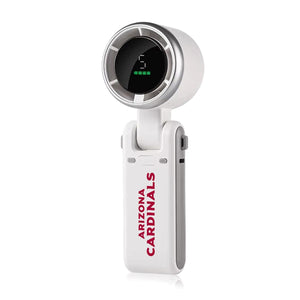 AlphaCool handheld fan with Arizona Cardinals logo and digital battery display