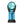 Portable handheld misting fan with teal and black casing and transparent water reservoir