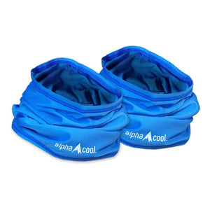 Pair of blue Alpha Cool cooling neck gaiters