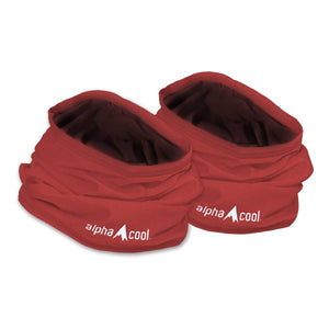 Two red Alpha Cool neck gaiters