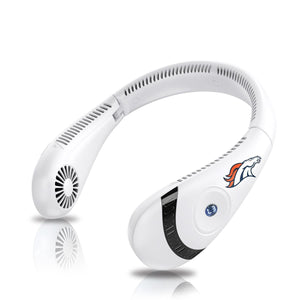White Denver Broncos neck fan with digital display