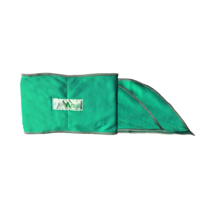 Green AlphaCool cooling towel with grey trim