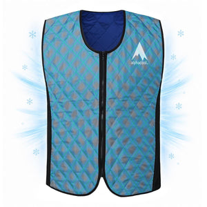 AlphaCool quilted cooling vest with zipper closure and blue interior lining