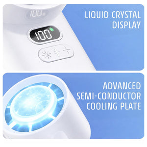 AlphaCool device showing liquid crystal display and semiconductor cooling plate