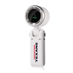 AlphaCool handheld fan with Houston Texans logo and digital battery display
