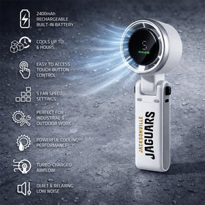 Jacksonville Jaguars handheld fan with 2400mAh battery and five speed settings