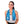 Woman wearing a blue AlphaCool cooling towel around her neck